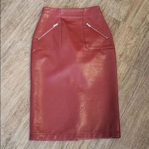 Zara red leather skirt